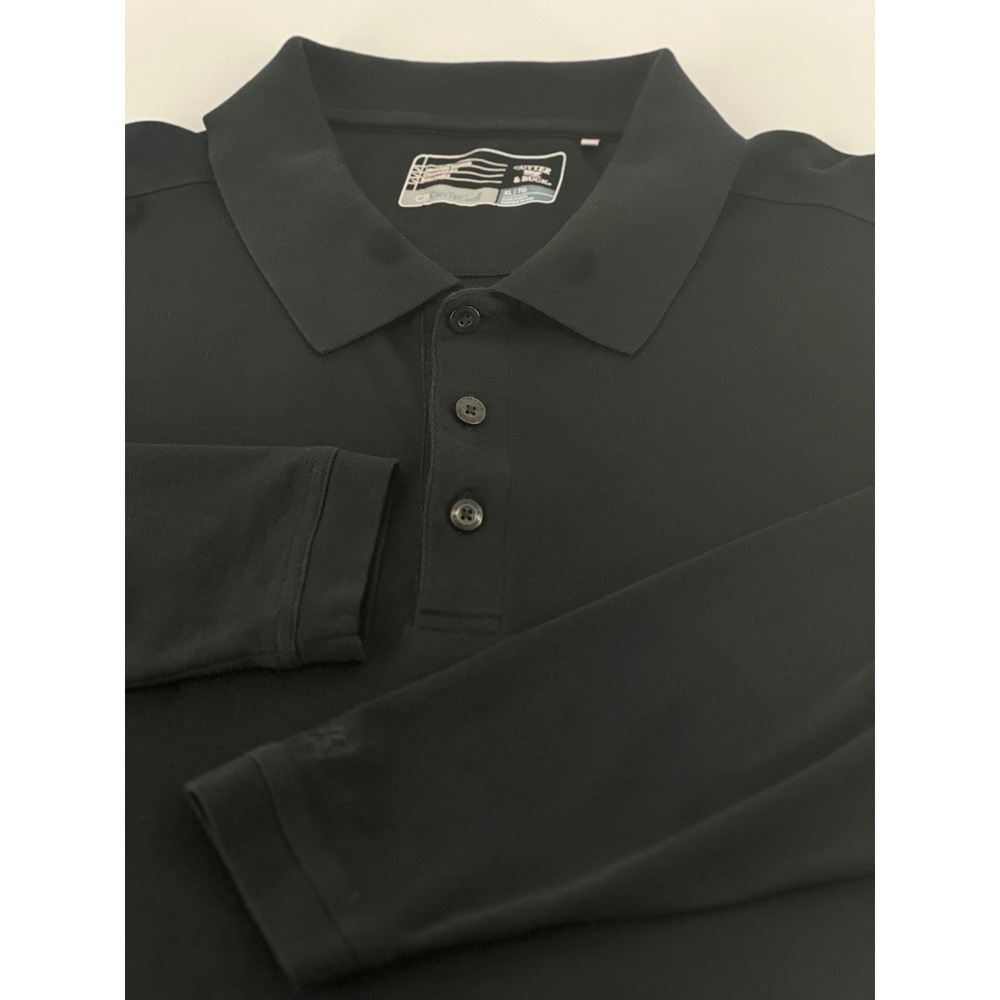 Cutter & Buck Long Sleeve Polo Shirt Black XL CB DryTec Pima Cotton Blend Mens